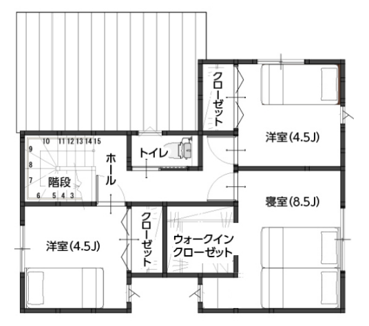 新潟市東区・船江町モデルハウスの間取図 2Fの画像