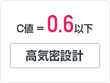 C値=0.6,高気密設計